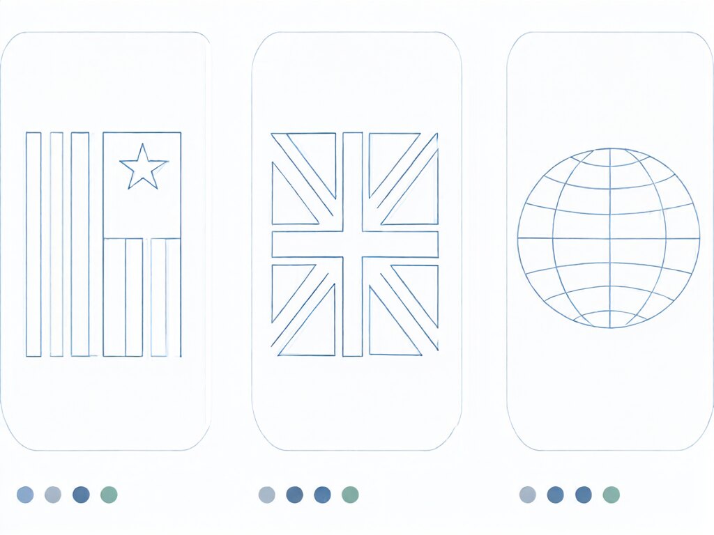 Illustration of the three sender-identity regions: United States, United Kingdom and global